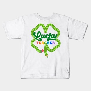 Lucky Teacher Shamrock St Patricks Day Kids T-Shirt